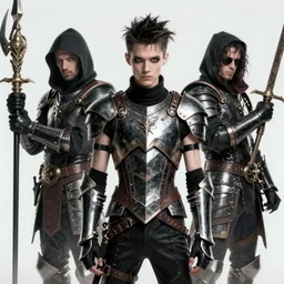 portrait of a skinny punk goth john cho wearing armor by simon bisley, john blance, frank frazetta, fantasy, thief warrior