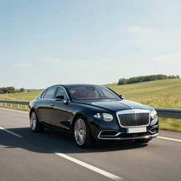 luxury car on a rural highway