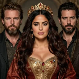 Salma Hayek as a beautiful Medieval Queen by Gerald Brom +Mark Arian +Stanley Artgerm Lau +WLOP , extremely detailed , hyper realistic ,smooth, sharp focus