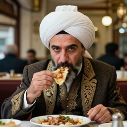 | ottoman!!!!!!!!!! | sultan mehmet iv!!!!!!!!!!!!!!! | eating shawarma in a | ( ( ( ( ( ( ( ( ( ( restaurant ) ) ) ) ) ) ) ) ) ) |, wearing big ovular turban and a luxurious | ottoman!!!!!!!!!! | coat, mid - shot, cold lighting, photography from | ( ( ( ( ( ( ( ( ( ( ( ( ( ( ( vogue magazine ) ) ) ) ) ) ) ) ) ) ) ) ) ) ) |, neat, precise, realistic, detailed facial features, expressive, photorealistic, hyperrealism, micro details, hdr shot, in the style of martin schoeller
