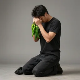 ghost peppers kneeling in prayer