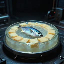 tuna and cheese aspic in cyberspace, in 1 9 9 5, y 2 k cybercore, industrial low - light photography, still from a ridley scott movie