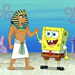 khonshu ( egyptian god ) fights against spongebob