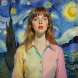 portrait of a beautiful girls, woodstock festival, sixties clothes, pastel colors, beautiful face, rule of thirds, spotlight, expressive, passionate, by mandy jurgens, by vincent van gogh, digital painting