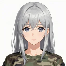 silver hair girl, multicam (camo), ilustration by Takehiko Inoue, portrait