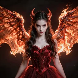 young vampire princess with burning wings 4 k high definition gorgeous dramatic lighting artstation trending path traced contrast light and dark cinematic breathtaking by noriyoshi ohrai, patrick woodroffe, and hans zatzka