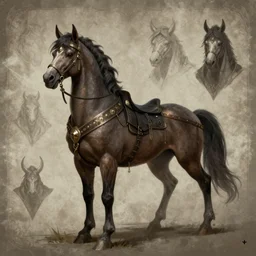 a fantasy centaur warlock character design sheet, trending on artstation