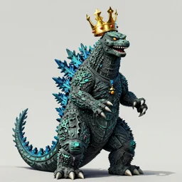 godzilla wearing a crown, by maurice sendak