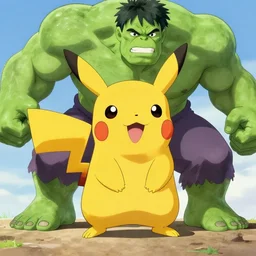 pikachu as the hulk!, by studio ghibli, pixar, disney.