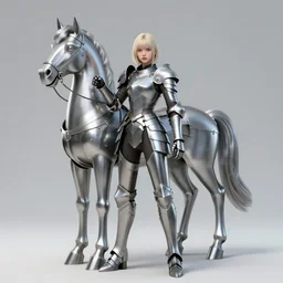 portrait full body girl metal armor and metal horse poses by gaston bussiere, anna nikonova aka newmilky, greg rutkowski, yoji shinkawa, yoshitaka amano, moebius, donato giancola, geoffroy thoorens, concept art, trending on artstation, featured on pixiv, cinematic composition, 8 k
