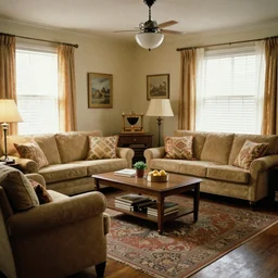 a typical American living room from 1985