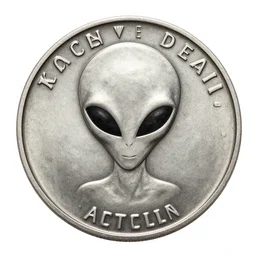 gray alien silver coin