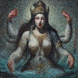 An epic cinematic crying closeup portrait of the majestic colossal Hindu demon goddess of grief despair standing in the sea of sorrow , by Paul Lehr, by Wayne Barlowe, by Bruce Pennington, by Zdzisław Beksiński, oil on canvas, masterpiece, trending on artstation, featured on pixiv, cinematic composition, astrophotography, dramatic pose, beautiful lighting, sharp, details, details, details, hyper-detailed, no frames, 8K