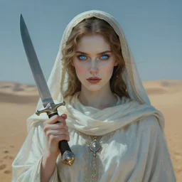 saint alia atreides pf the knife, dune, frank herbert, elegant, blue eyes, arab culture inspiration, oriental beautiful pale woman, ethereal, horror, fantasy science fiction art by greg rutkowski and magali villeneuve and claude monet