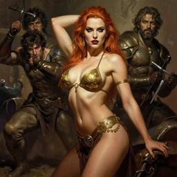 natalie dormer, beautiful passionate exotic dancer, dungeons and dragons, masterpiece by edgar maxence and ross tran and michael whelan, frank frazetta, gustav dore, 8 k, octane render