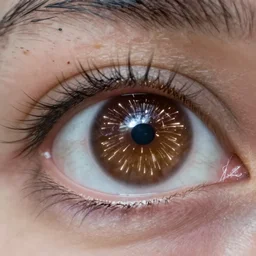 reflection of fireworks in a closeup of an eye, canon a 1
