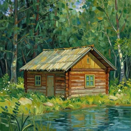 [ a log cabin in the forest ] [ van gogh ] [ water ]