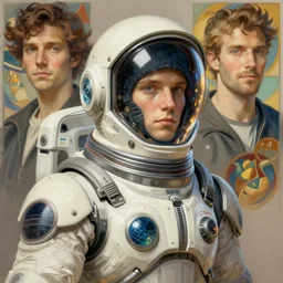 Hacker spaceman portrait, highly detailed, digital painting, artstation, concept art, smooth, sharp focus, illustration, art by artgerm and greg rutkowski and alphonse mucha