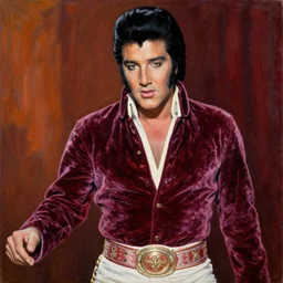a velvet painting of elvis presley, kitcsh inspired by edgar leetag, american velvet painting, veveltaria