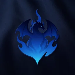 dark dragon with blue flames, silky texture, gradient, minimalistic design, logo, aesthetic, 4 k, hd
