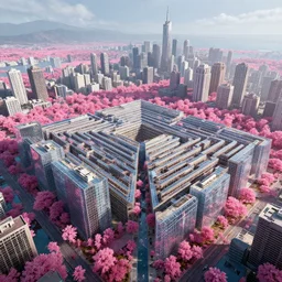 a beautiful photorealistic rendering of unfinished building labyrinth nature city by rafael aranda, liberty city gem tron vice city galactic made of glass infrared meadow water cgsociety extraterrestial apocalyptic magic realism reclaimed by nature azeroth biopunk, archdaily, wallpaper, highly detailed, trending on artstation.