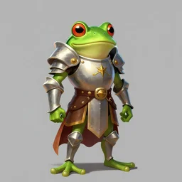 full body concept art portrait of the frog knight by greg tocchini, by james gilleard high quality, cartoon, digital painting, by don bluth and ross tran