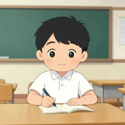 school classroom in handrawn cartoon animation style