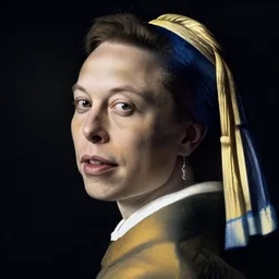 portrait of elon musk with an earring, by johannes vermeer