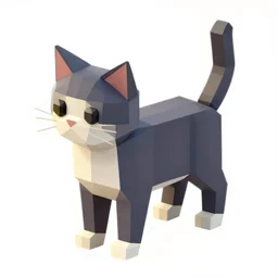 low polygon render of a cat on a white background, isometric 3d, ultra hd
