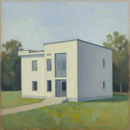 a beautiful painting of a building in a serene landscape by Patrick Heron, Trending on artstation, very detailed