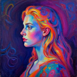 side portrait, imogen poots, paladin, gloomhaven, organic painting, hard edges, psychedelic, neon, ripples, octane render, by elegant, highly detailed, luminescent oil painting, artstation, by picasso 8 k