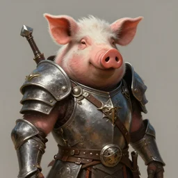 a detailed portrait of a post - apocalyptic warrior pig dressed with a metal armor, by justin gerard and greg rutkowski, digital art, realistic painting, dnd, character design, trending on artstation