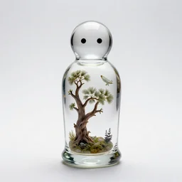 glass voodoo doll, photorealistic, isolated on a pure white background, centered, entire object in frame, sharp focus, soft studio lighting