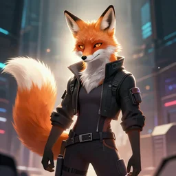 a fox fursona, trending on artstation, by kawacy, furry art, digital art, cyberpunk, high quality, backlighting