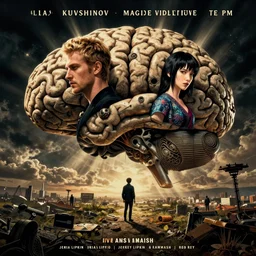 album cover of maximalist brain poster by ilya kuvshinov katsuhiro otomo, magali villeneuve, artgerm, jeremy lipkin and michael garmash and rob rey