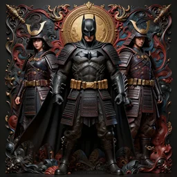 samurai batman, dark fantasty :: by Martine Johanna and and Chie Yoshii and Casey Weldon and Guillermo del toro :: ornate, dynamic, particulate, rich colors, intricate, elegant, highly detailed, centered, artstation, smooth, sharp focus, octane render, 3d