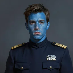 portrait of a man by greg rutkowski, blue colored skin, he looks like zachary quinto, he is about 4 0 years old, wearing navy admiral uniform of the galactic alliance, star wars expanded universe, highly detailed portrait, digital painting, artstation, concept art, smooth, sharp foccus ilustration, artstation hq