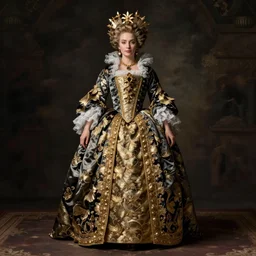 hyper realistic photo of baroque queen full body, cinematic, artstation, cgsociety, greg rutkowski, james gurney brom