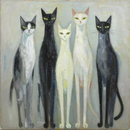 contemporary semi abstract acrylic painting of really tall cats by william turner, by greg rutkowski, kessler art, thick brush strokes and visible paint layers