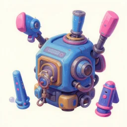 game asset of hardware, in gouache detailed paintings, props, stylized, 2 d sprites, kitbash, arcane, overwatch, blue and pink color scheme, 8 k, close up