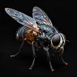 giant humanoid fly against dark background, fluid, smooth, organic, crazy, high contrast, sharpness, dramatic, very detailed, intricate, by siudmak and richard corben and moebius