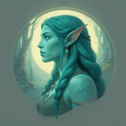 side profile centered painted portrait, female teal orc forest druid, d & d, gloomhaven, matte painting concept art, art nouveau, beautifully backlit, swirly vibrant color lines, fantastically gaudy, aesthetic octane render, 8 k hd resolution, by ilya kuvshinov and cushart krentz and gilleard james