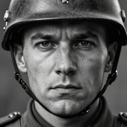 A soldier cat warrior in world war one, close-up, realistic face, sharp facial features, mature facial features, black and white, amazing digital art, hyper detailed, artstation, in the style of Tony Sart