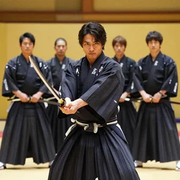 4 k, award winning photography of shinsuke nakamura wielding a katana