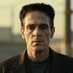 a frankenstein portrait in the afternoon, warm light, cinemastyle, depth of field