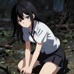 unsettling photo of anime girl being hunted, anime movie poster, pixiv, creepy, key anime visual, scary