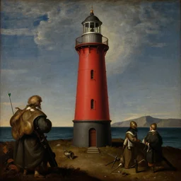 stills from the Robert Eggers' movie The Lighthouse painted by Caravaggio, baroque painting, renaissance painting, 8k, highly detailed