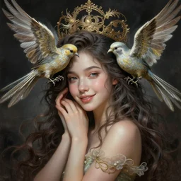 happy girl with a bird fantasy _ dramatic _ intricate _ elegant _ highly _ detailed _ digital _ painting _ artstation _ concept _ art _ smooth _ sharp _ focus _ illustration
