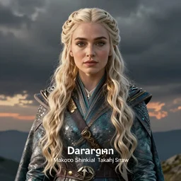 daenerys targaryen by greg rutkowski, makoto shinkai, takashi takeuchi, studio ghibli, akihiko yoshida, rule of thirds, seductive look, beautiful