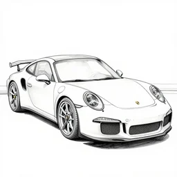 porche 9 1 1 line art, style of coloring book